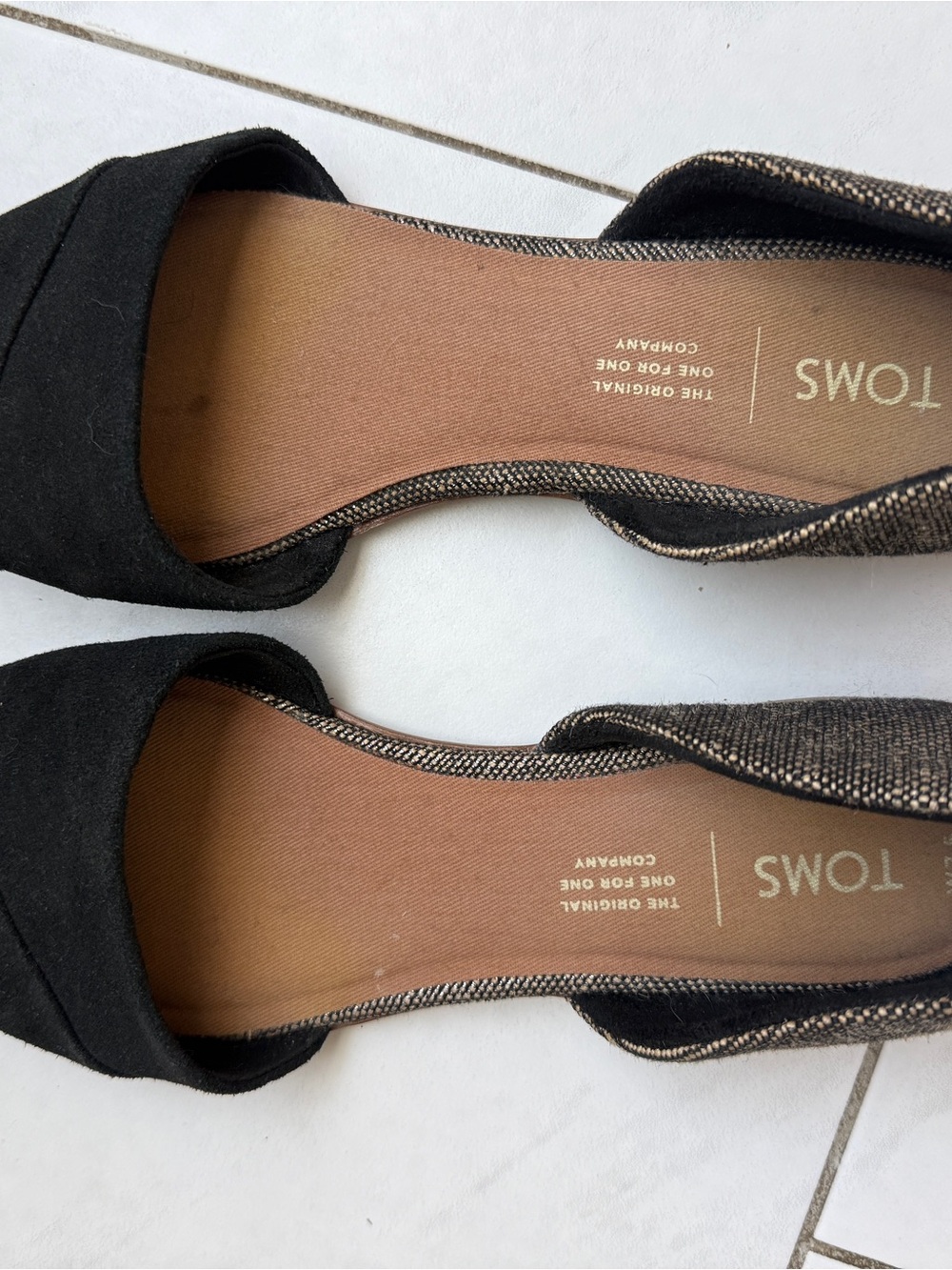 TOMS Black and Brown D'Orsay Flats